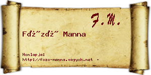 Főző Manna névjegykártya